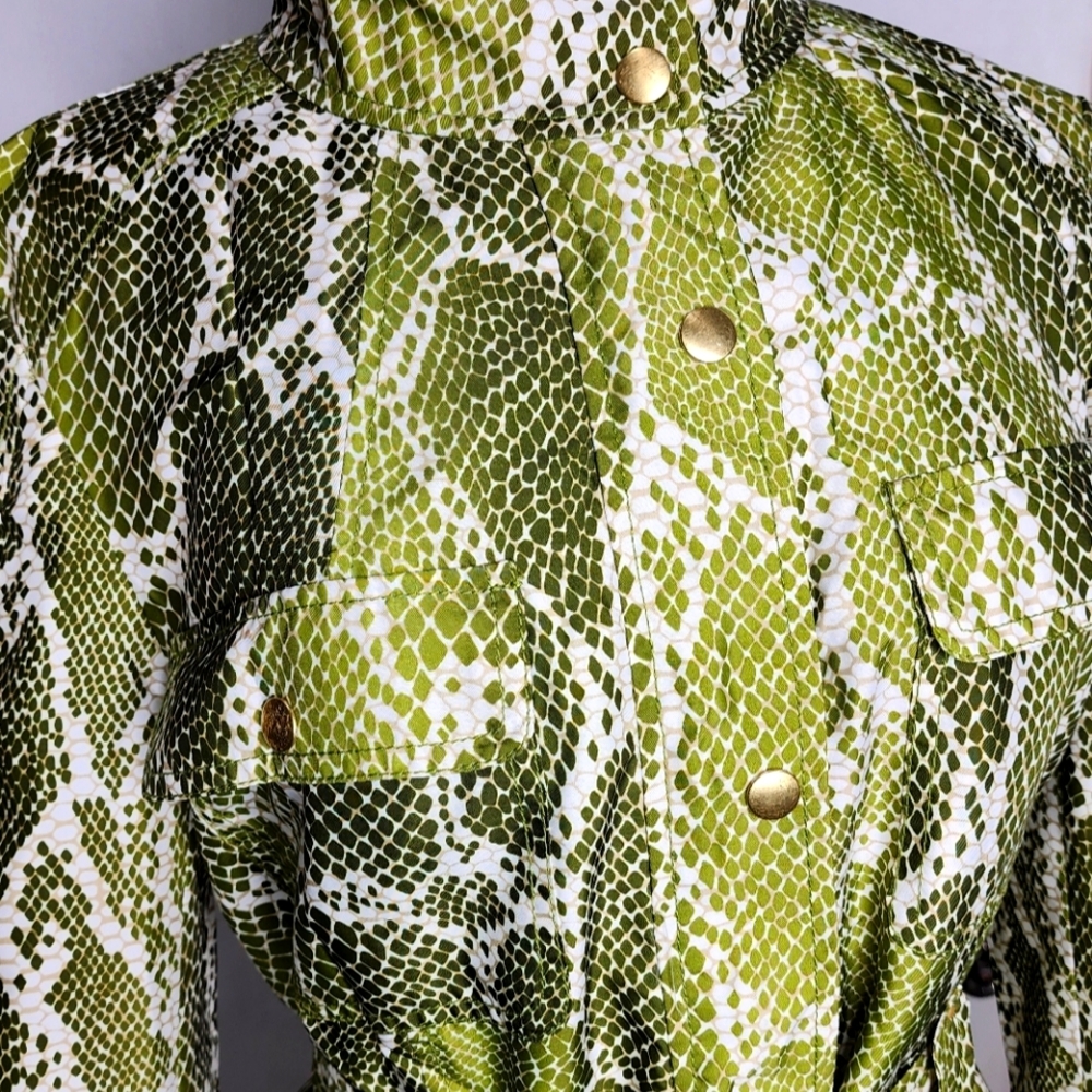 Jones New York Sport Woman's  Green Snake Print Lt Weight Jacket Sz L - Picture 7 of 10